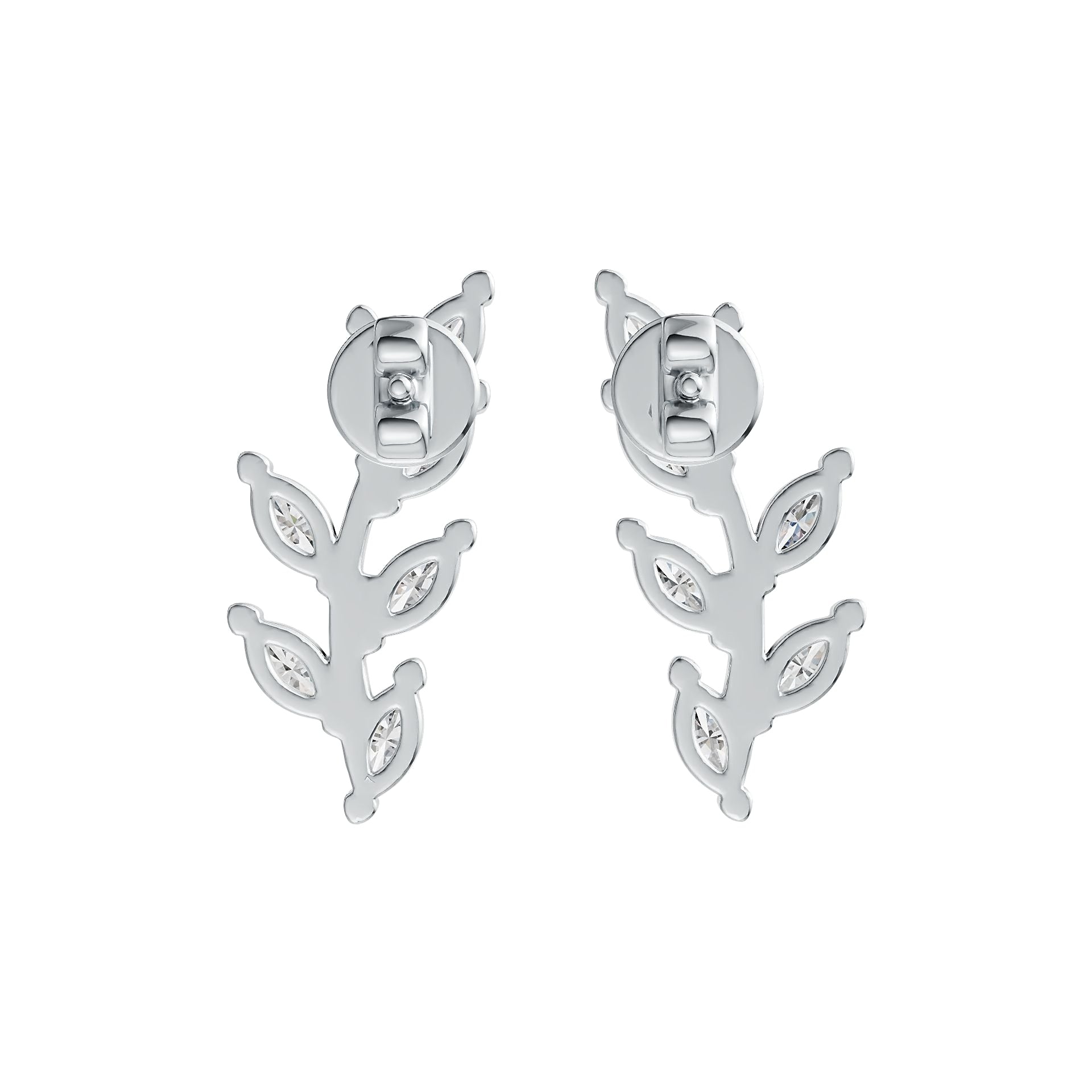 Sterling Silver Semi Mount Earrings Setting Marquise MQ 4X2mm Vine Leaf Theme DHJ