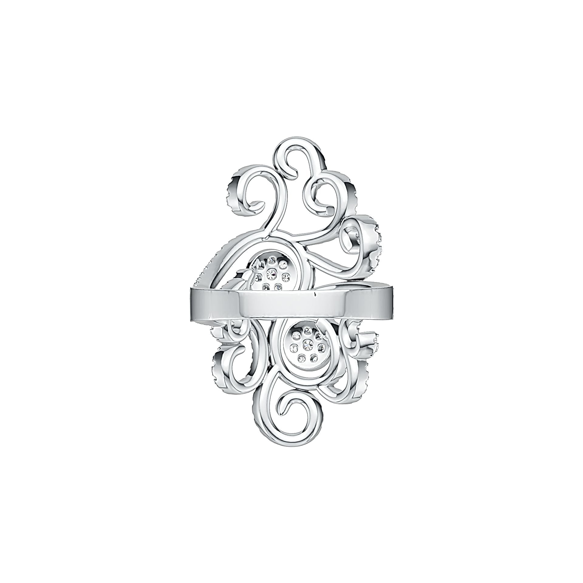 Sterling Silver Cocktail Filigree Ring with White Topaz or Moissanite - Syzjewelry