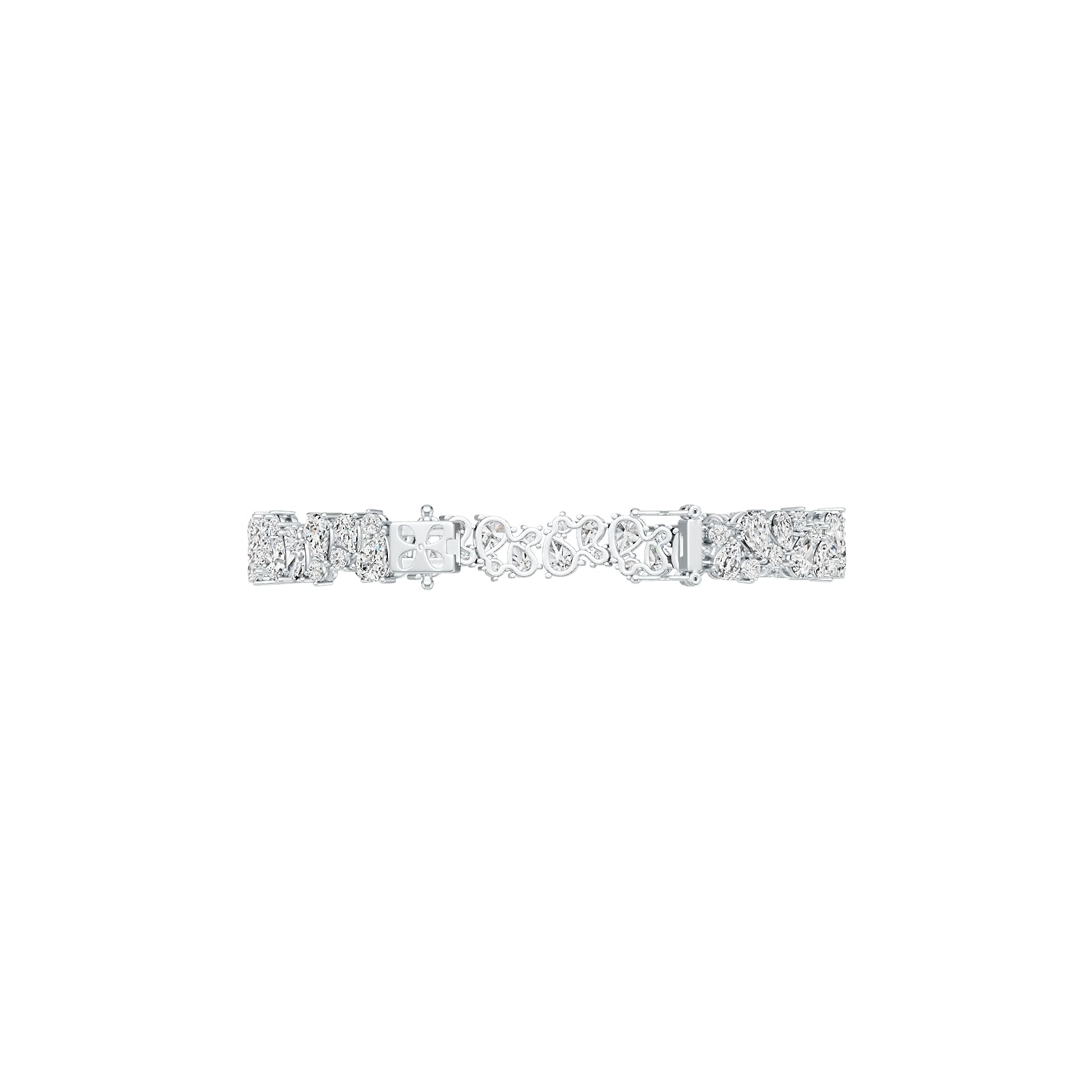 Sterling Silver Semi Mount Bracelet Setting PE 7X5mm PE 6X4mm RD 3.0mm DHJ
