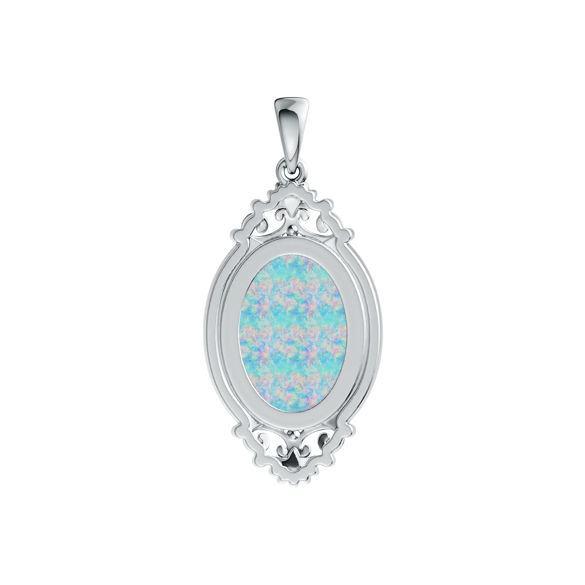 Sterling Silver Semi Mount Pendant Setting Oval OV 18x13mm Art Nouveau Cabochon DHJ