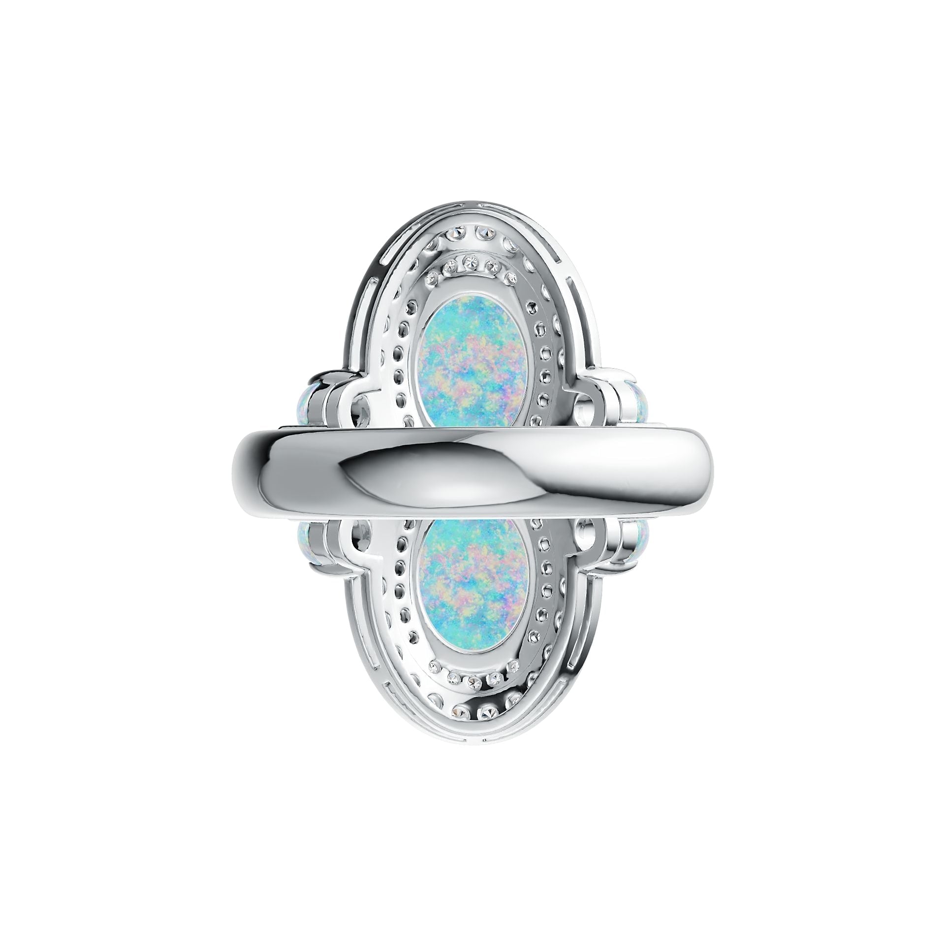 Sterling Silver Semi Mount Ring Setting Oval OV 9X7mm PE 5X4mm RD 3X3mm Cabochon DHJ