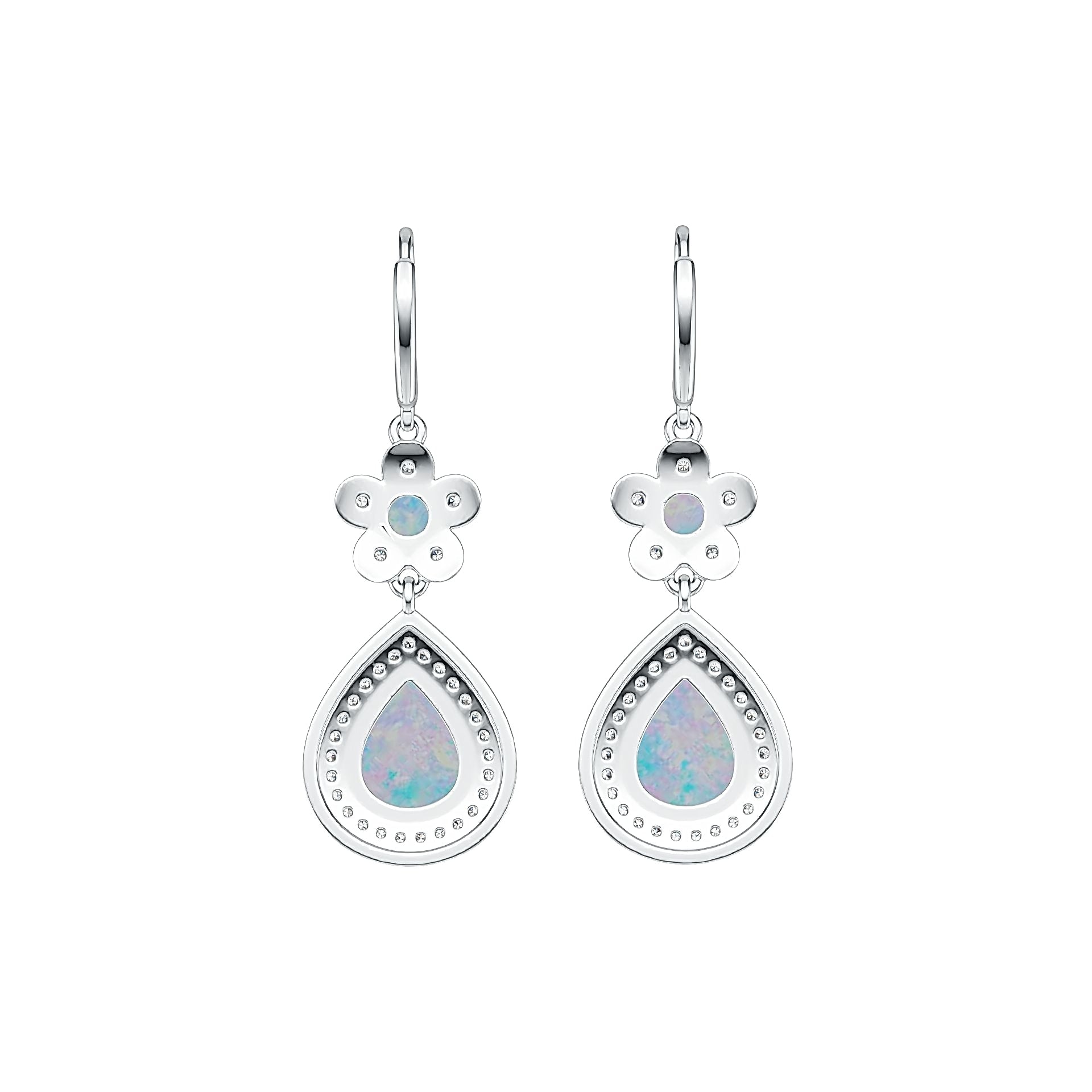 Sterling Silver Semi Mount Earrings Setting Pear PE 10X8mm RD 4X4mm Cabochon DHJ