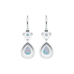 Sterling Silver Semi Mount Earrings Setting Pear PE 10X8mm RD 4X4mm Cabochon DHJ