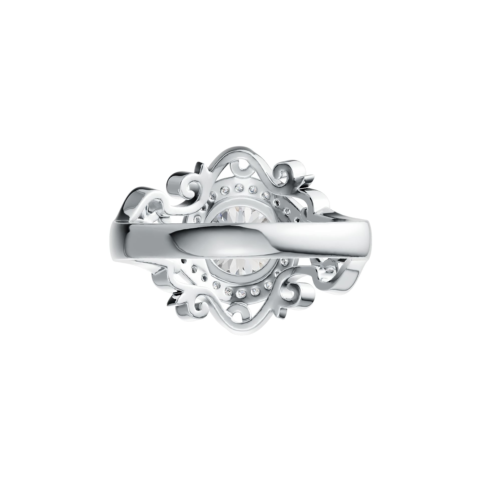 Sterling Silver Semi Mount Ring Setting RD 8x8mm Bypass Ring Halo White Topaz Syzjewelry