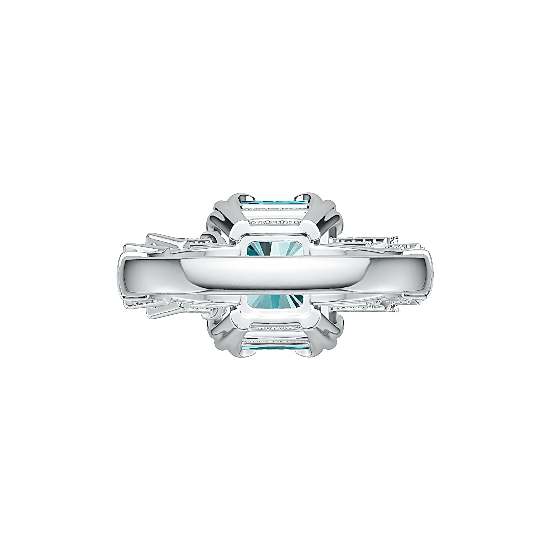 Sterling Silver Semi Mount Ring Setting Emerald OCT 12X10mm SQ 6X6mm Baguette 4X2mm DHJ