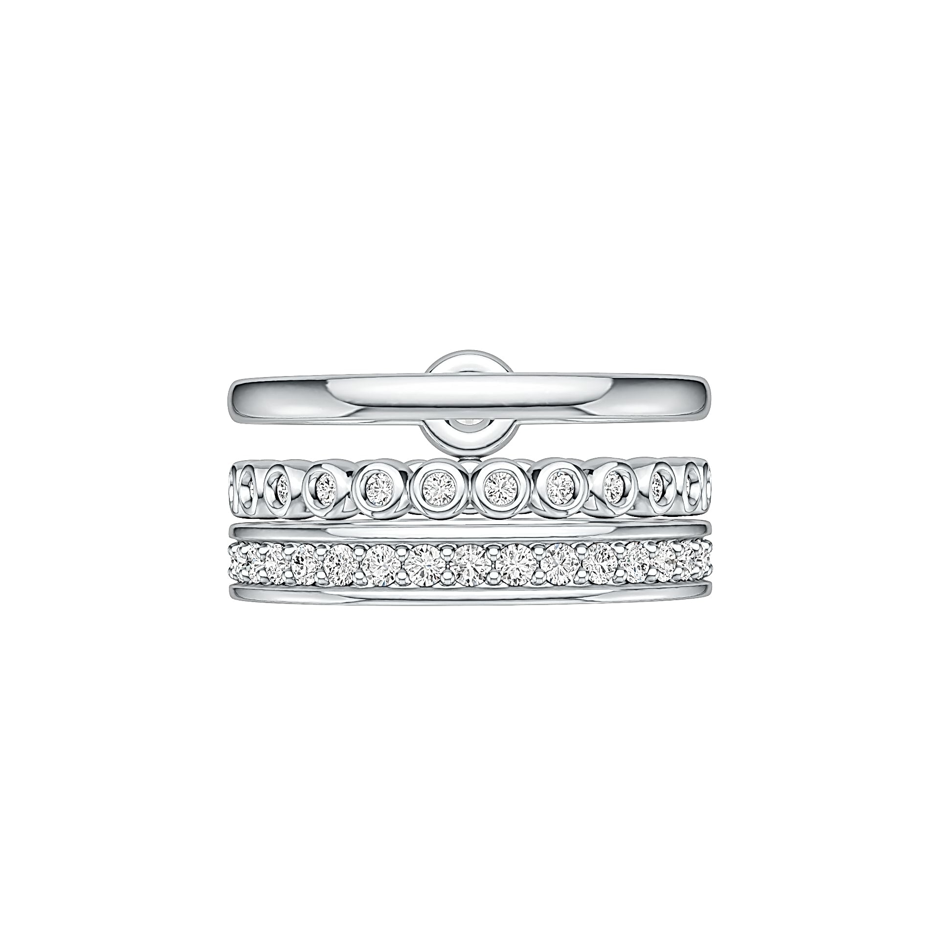 10K Gold Semi Mount Ring Setting Round RD 3.5mm Stackable Rings with White Topaz - Syzjewelry