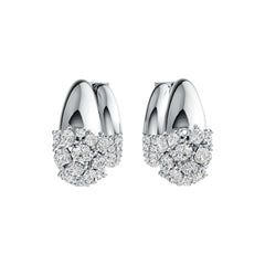 Sterling Silver Hoop Earrings with White Topaz or Moissanite DHJ