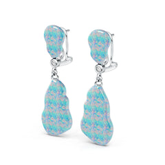 Sterling Silver Opal Earrings 22x12mm