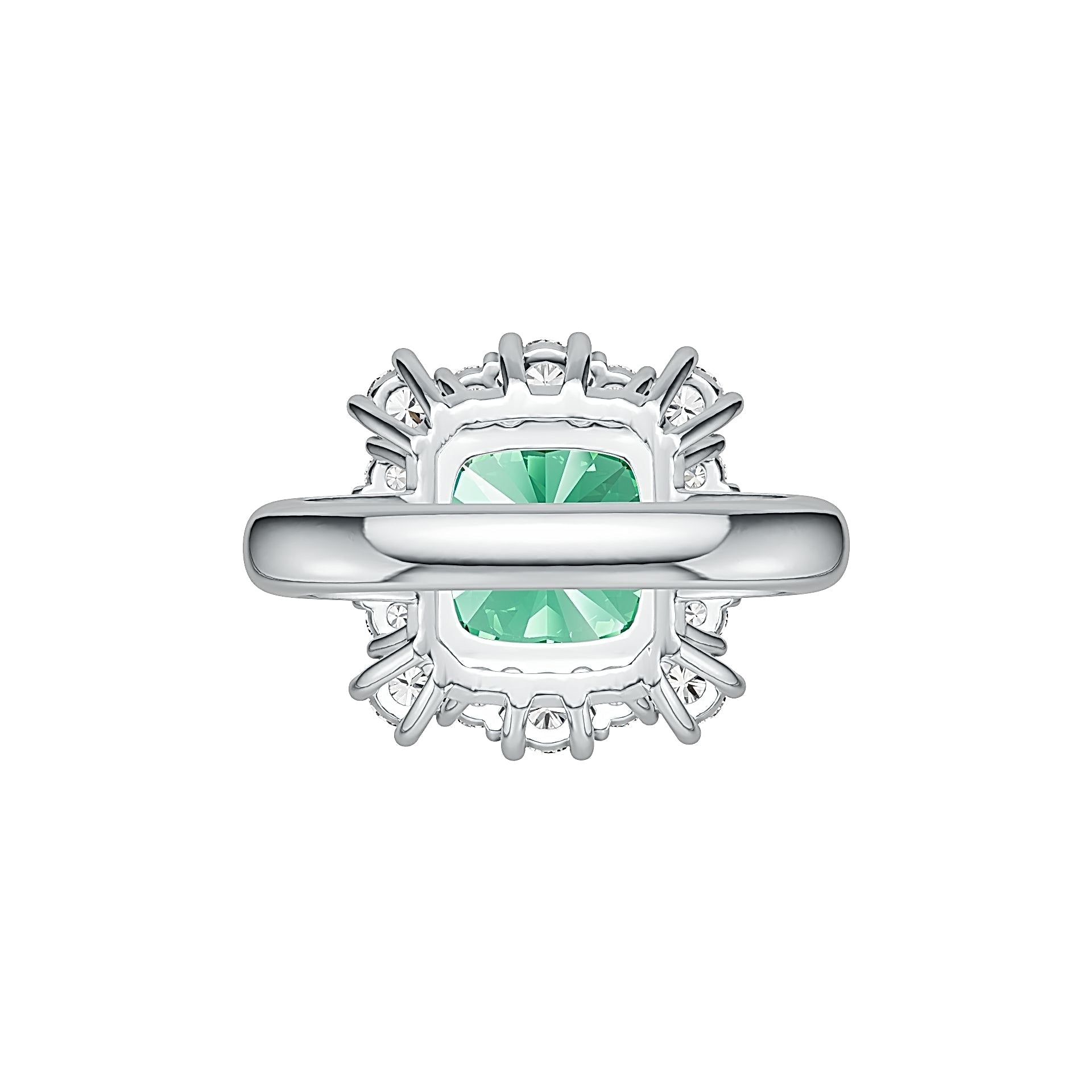 Sterling Silver Semi Mount Ring Setting Cushion CU 10x10mm Halo Syzjewelry