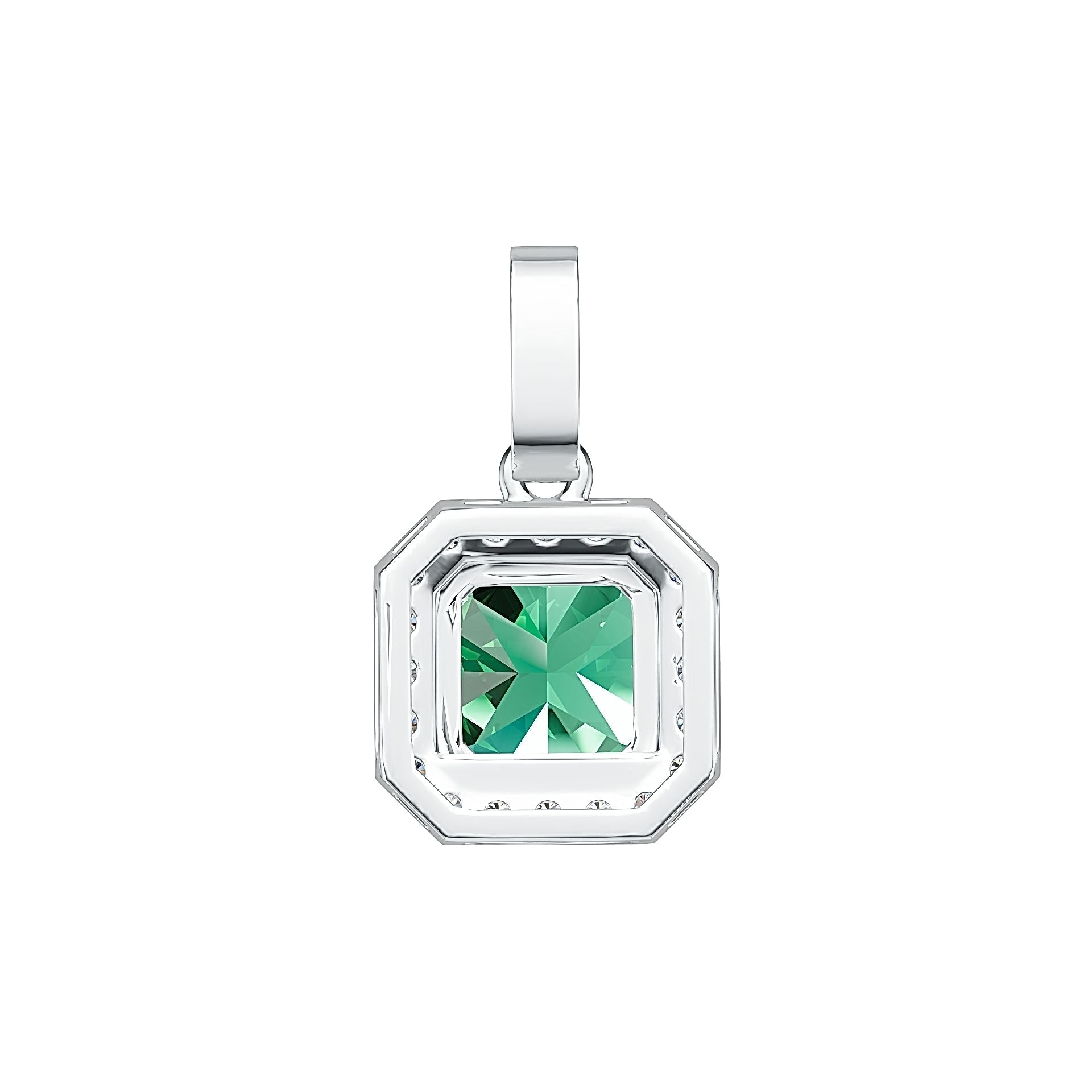 Sterling Silver Semi Mount Pendant Setting Emerald OCT 7X7mm Halo Syzjewelry