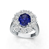 Sterling Silver Moissanite Ring Oval OV 10x8mm Halo