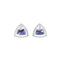 Sterling Silver Semi Mount Earrings Setting Trillion TR 11X11mm with White Topaz - Syzjewelry