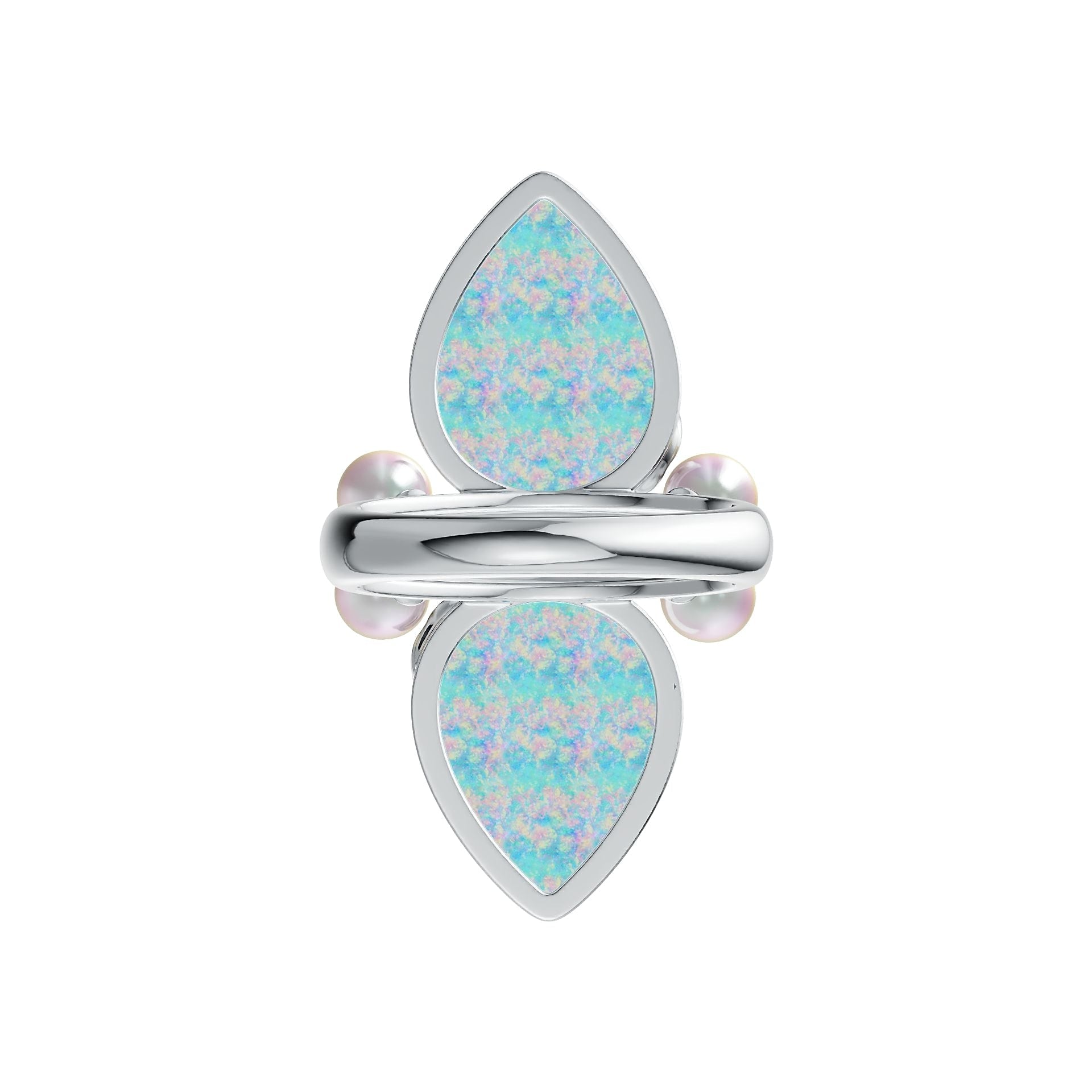 Sterling Silver Semi Mount Ring Setting Pear PE 17X13mm RD 5X5mm DHJ