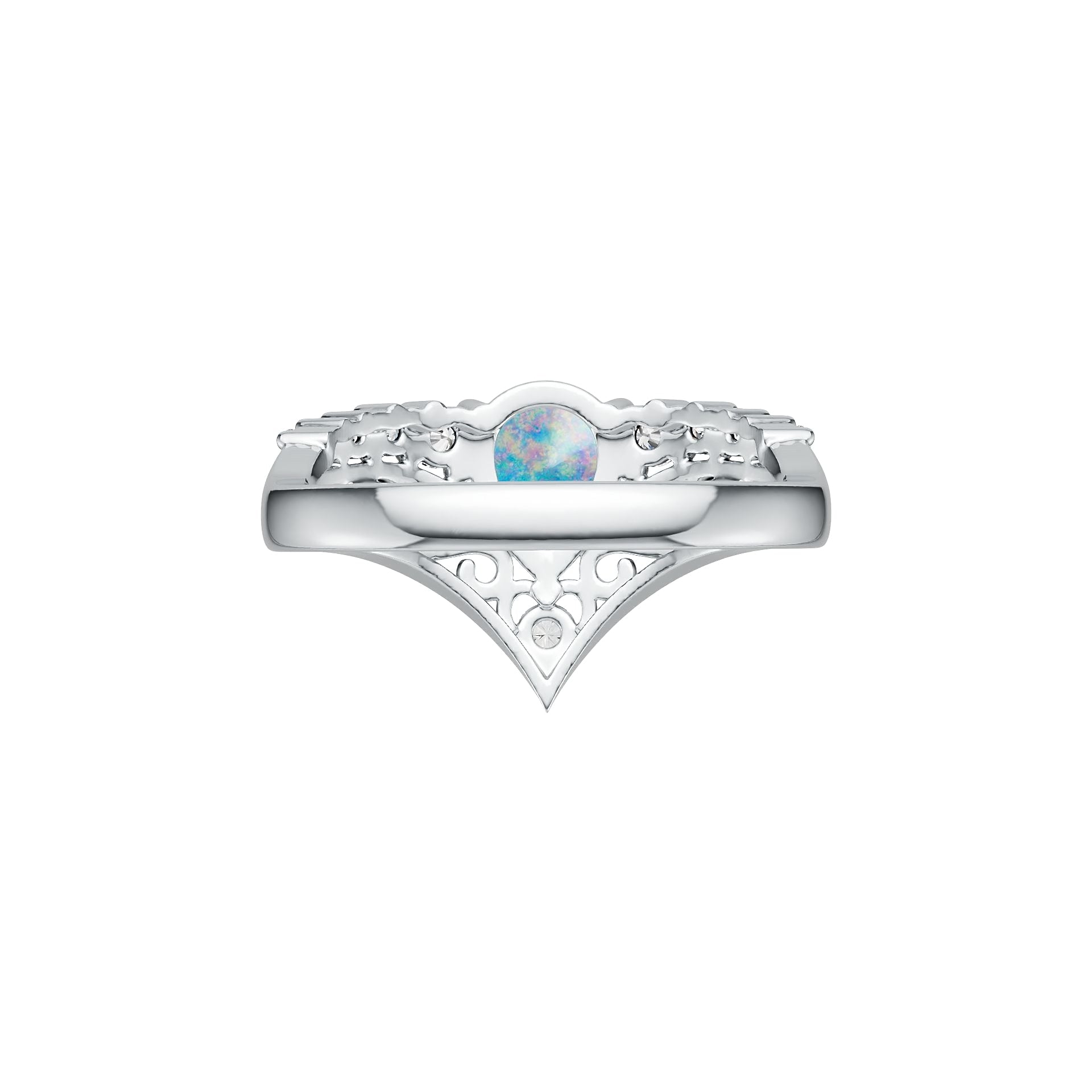 Sterling Silver Semi Mount Ring Setting Pear PE 8x6mm White Topaz D-PJC26676 Cabochon Syzjewelry