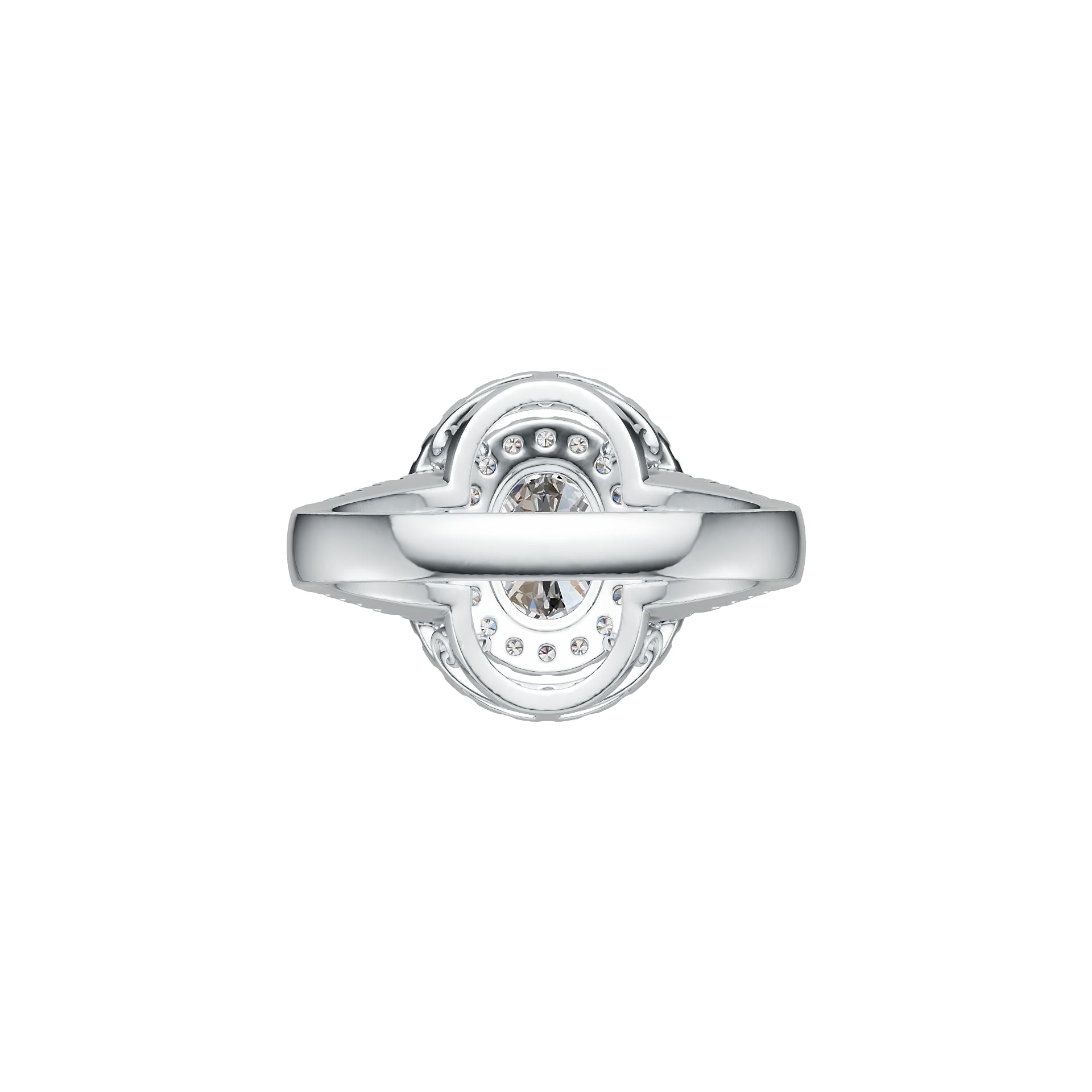 Sterling Silver Semi Mount Ring Setting Oval OV 8X6mm Double Halo Split Shank DHJ
