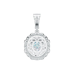 Sterling Silver Semi Mount Pendant Setting Oval OV 10X8mm PE 6x4mm Cabochon Halo Syzjewelry
