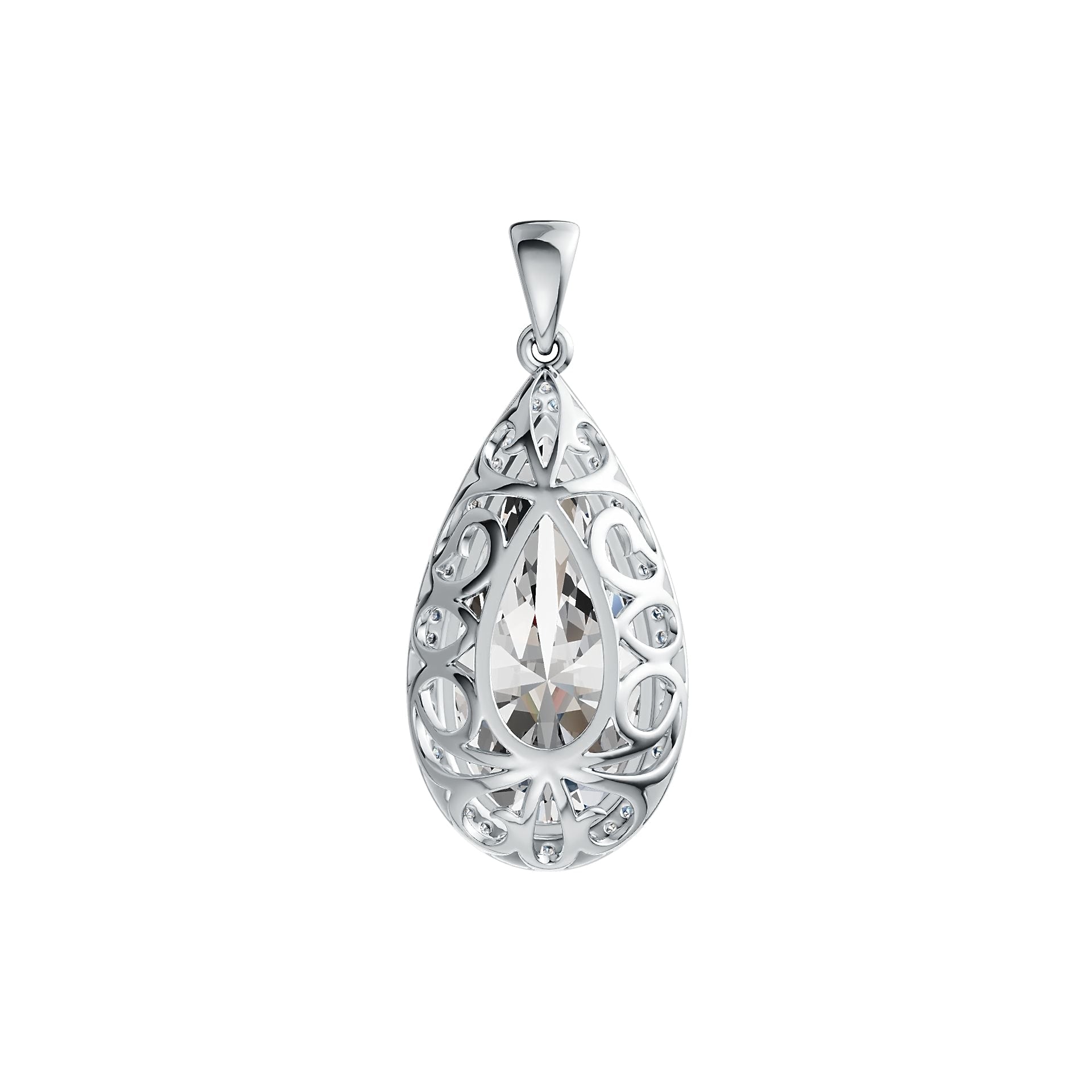 Sterling Silver Semi Mount Pendant Setting Pear PE 25X13mm Halo DHJ