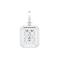 Sterling Silver Semi Mount Pendant Setting Emerald OCT 9x7mm Double Halo Syzjewelry