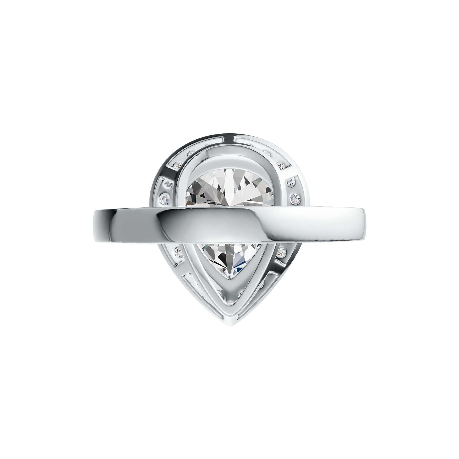 Sterling Silver Semi Mount Ring Setting Pear PE 12X10mm Halo DHJ