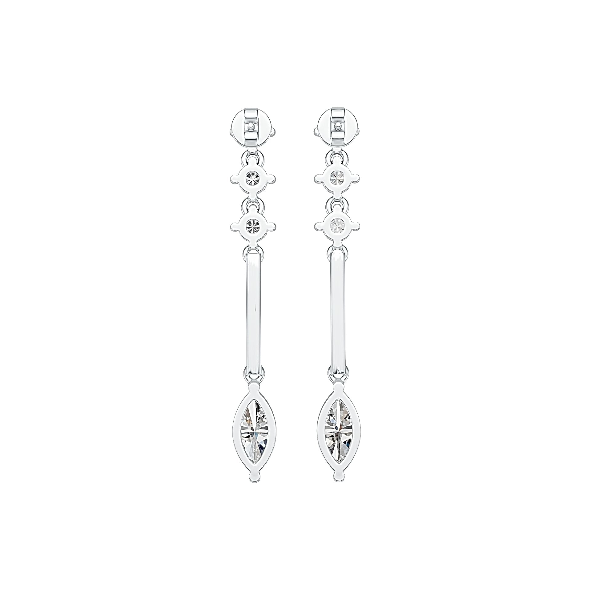 Sterling Silver Semi Mount Earrings Setting Marquise MQ 10X5mm RD 3.5x3.5mm DHJ