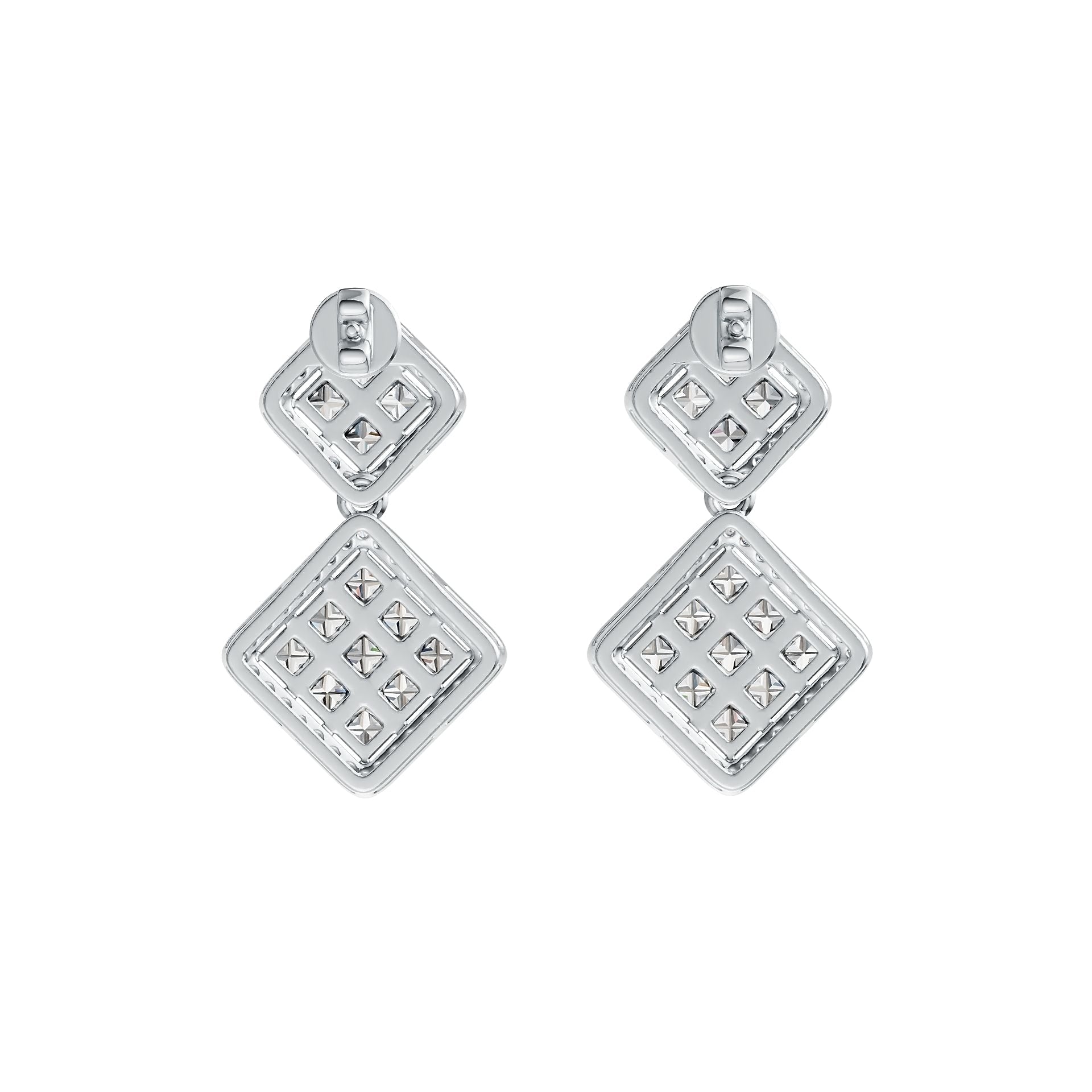 Sterling Silver Semi Mount Earrings Setting Princess SQ 2.5X2.5mm DHJ