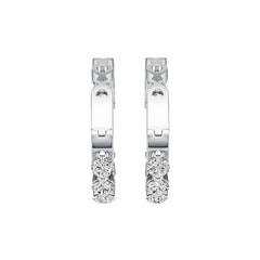 Sterling Silver Hoop Earrings with White Topaz or Moissanite Syzjewelry