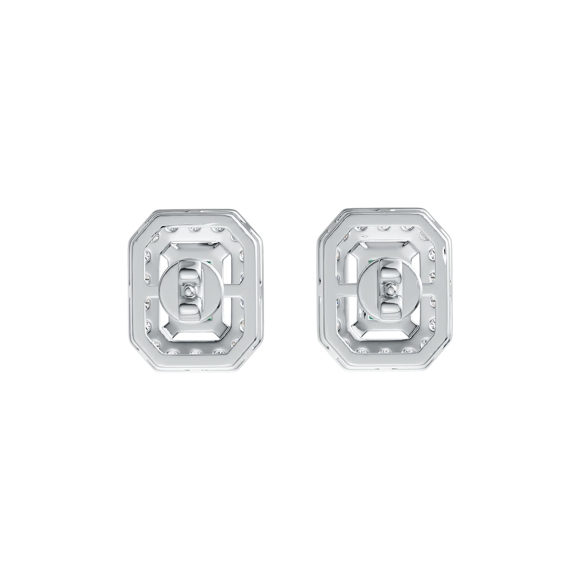 Sterling Silver Semi Mount Earrings Setting Emerald OCT 6X4mm Halo DHJ