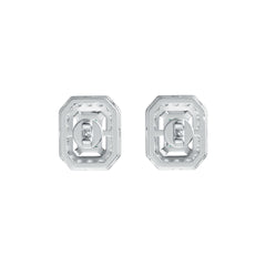 Sterling Silver Semi Mount Earrings Setting Emerald OCT 6X4mm Halo DHJ