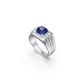 Men's Sterling Silver Moissanite Ring Cushion CU 8X8mm