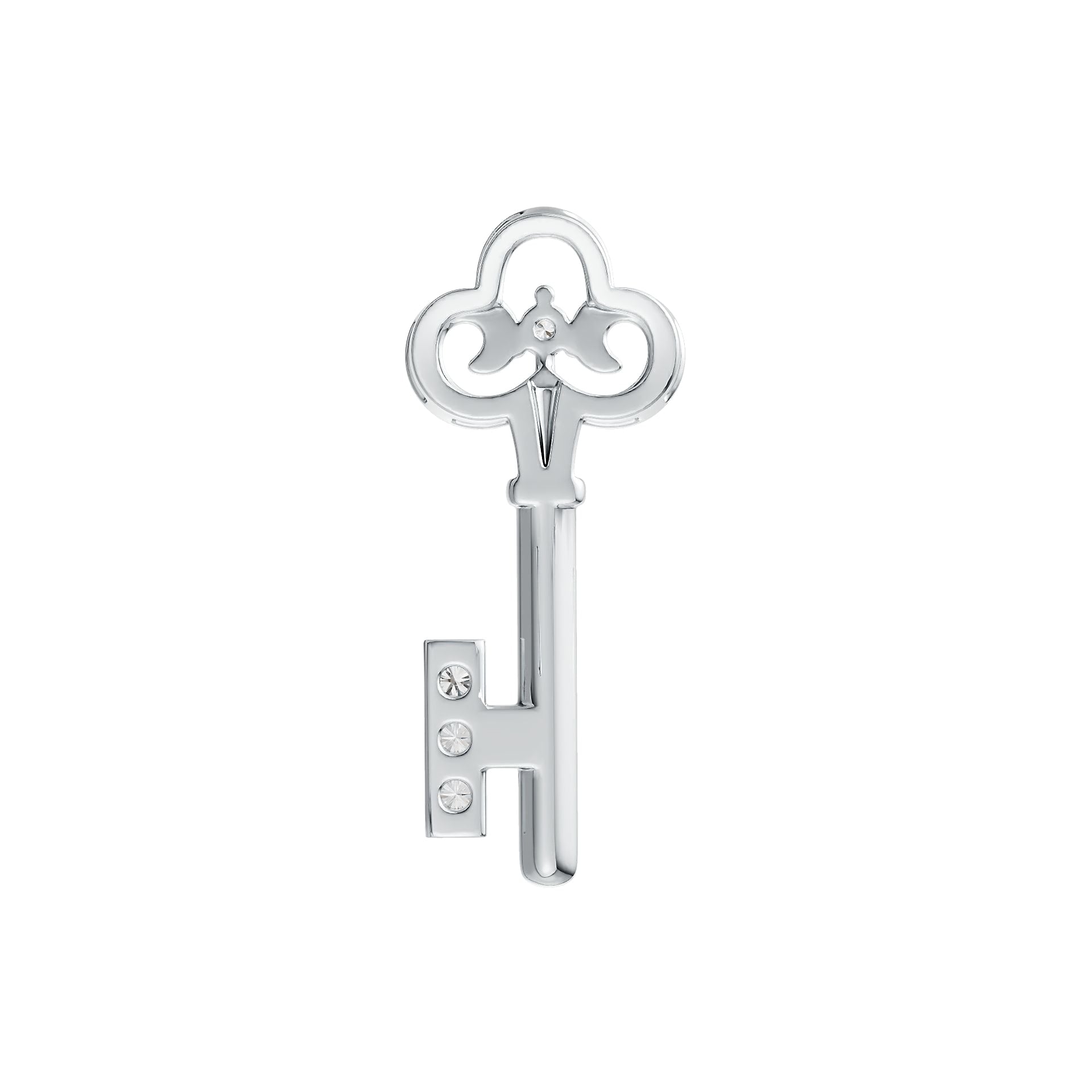 Sterling Silver Pendant with White Topaz or Moissanite Key Theme DHJ