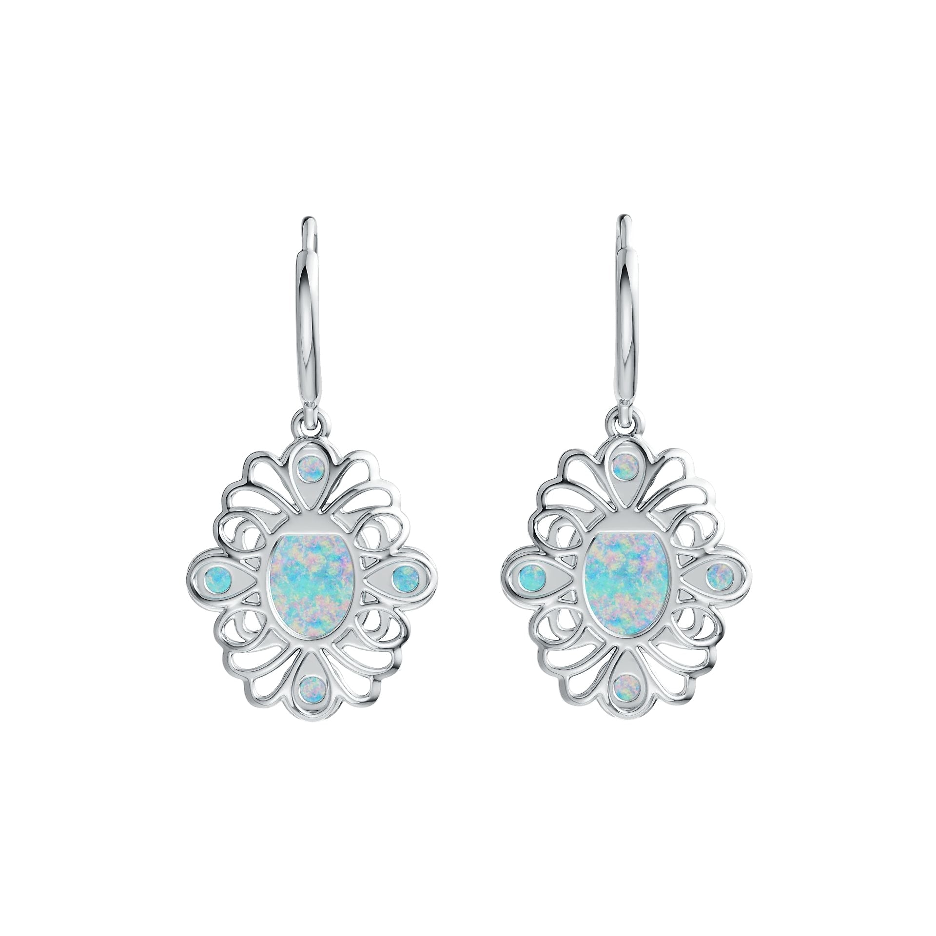 Sterling Silver Semi Mount Earrings Setting Oval OV 9X7mm RD 3X3mm Cabochon DHJ