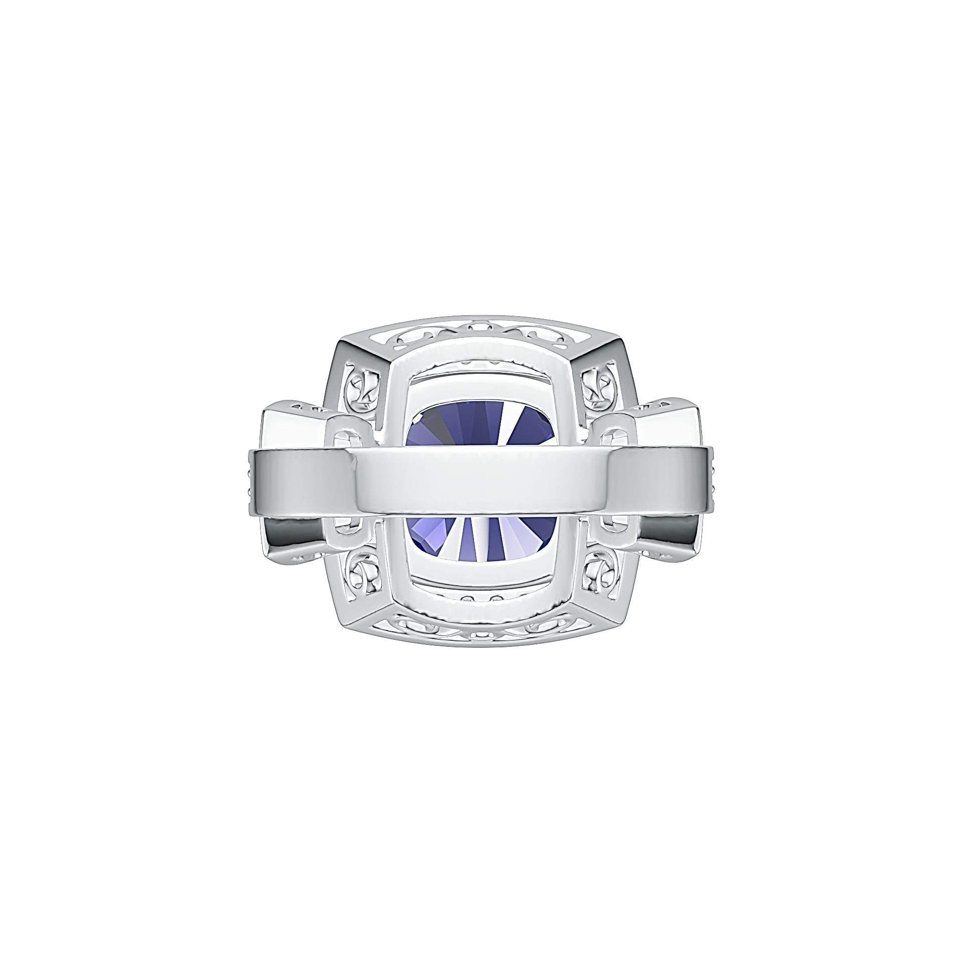Sterling Silver Semi Mount Ring Setting Cushion CU 12X12mm with White Topaz - Syzjewelry