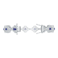 Sterling Silver Tennis Moissanite or Sapphire Bracelet Oval OV 5X3mm 7" Topaz