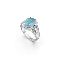 Sterling Silver Moissanite Ring Oval OV 12x10mm Cabchon