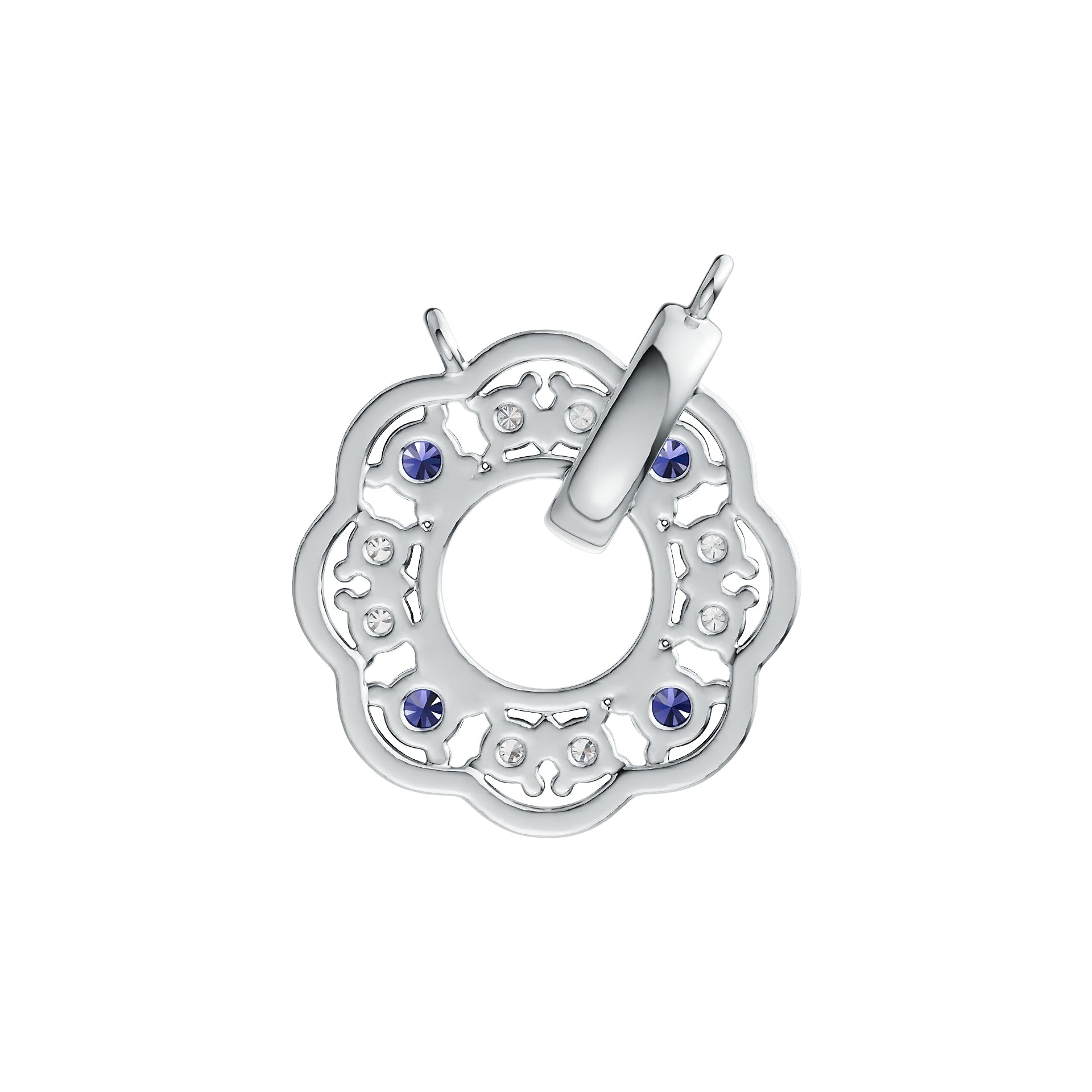 Sterling SilverPendant Setting with White Topaz or Moissanite Flower Theme Syzjewelry