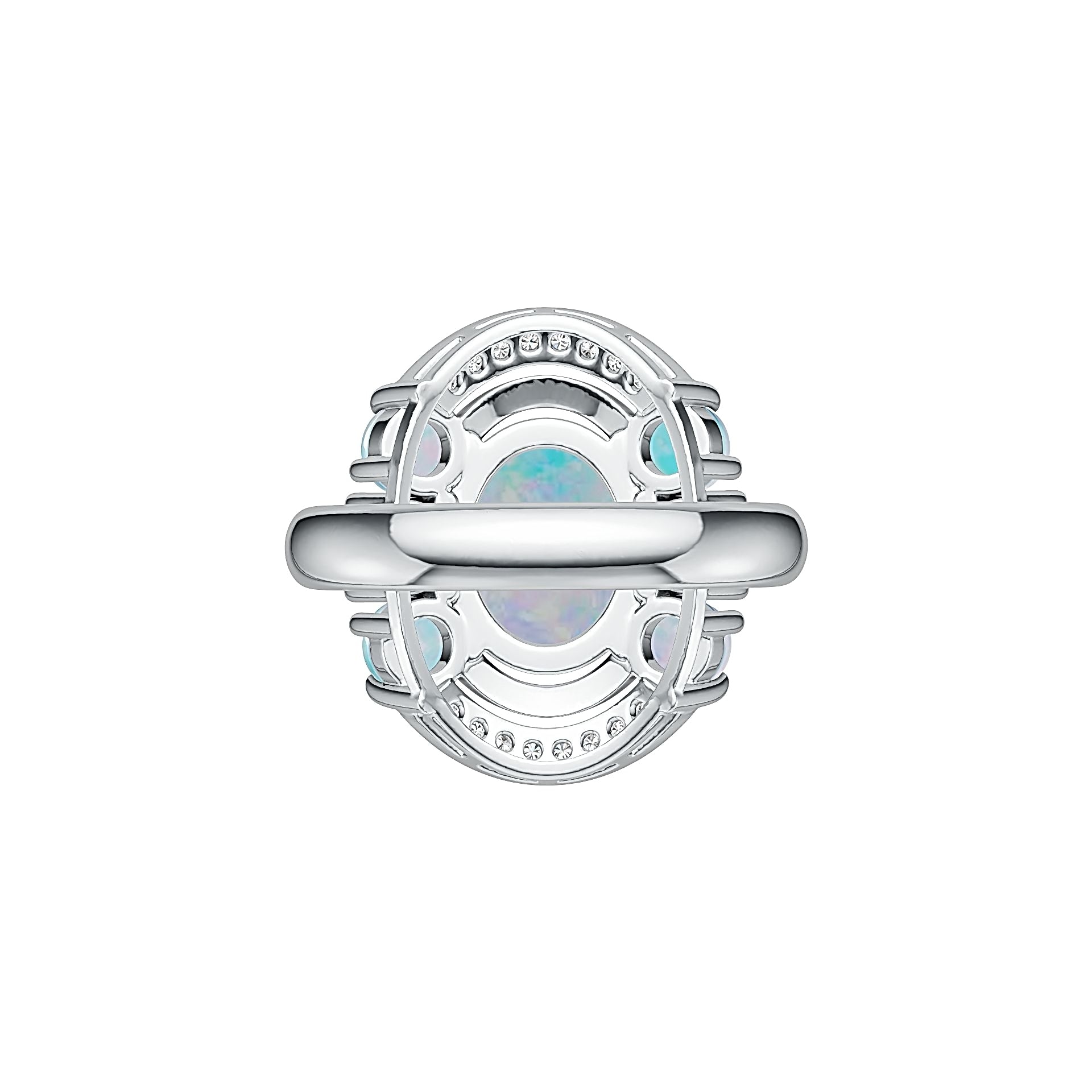 Sterling Silver Semi Mount Ring Setting Oval OV 11X9mm RD 4X4mm DHJ