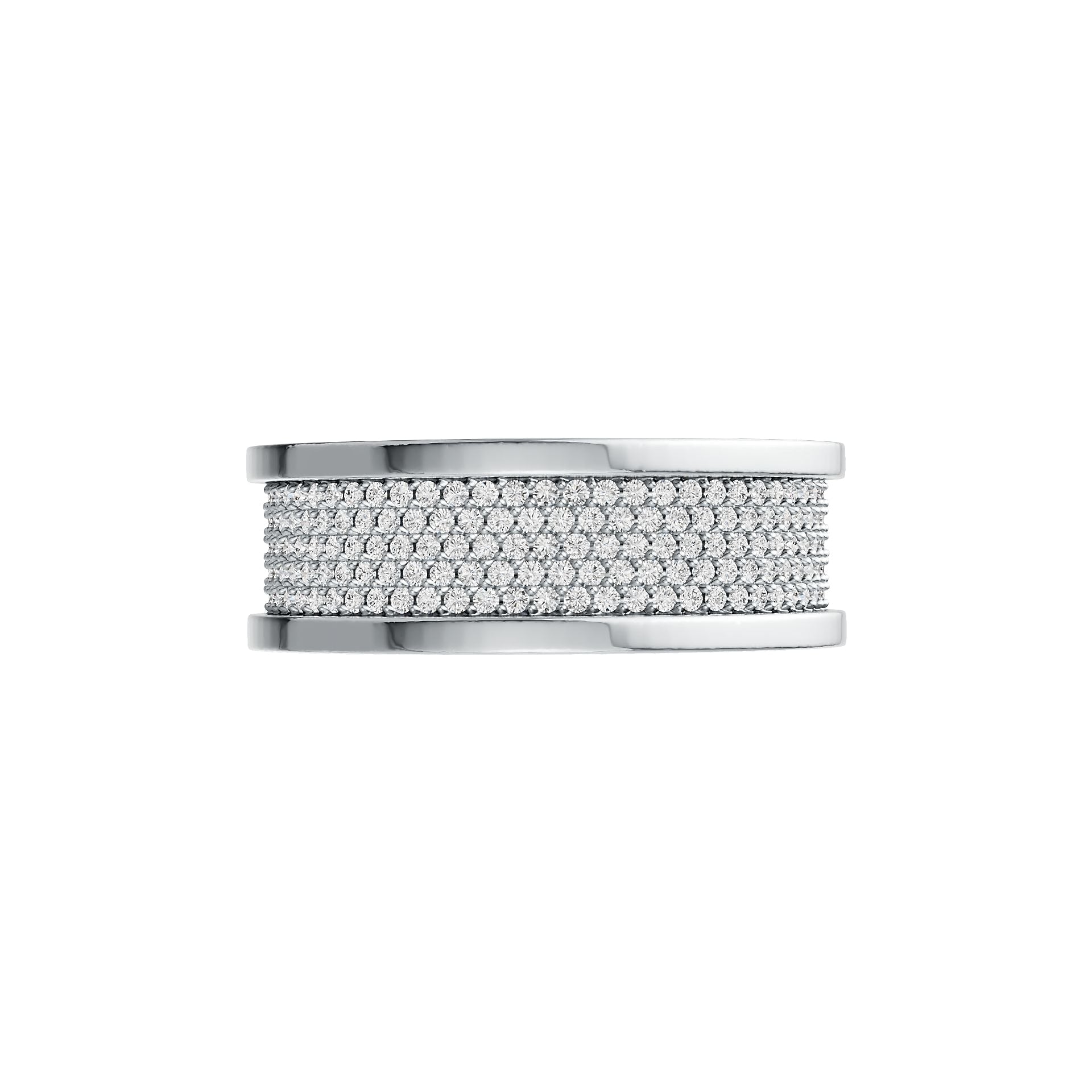 Sterling Silver Men's Wide Band Ring with White Topaz or Moissanite DHJ