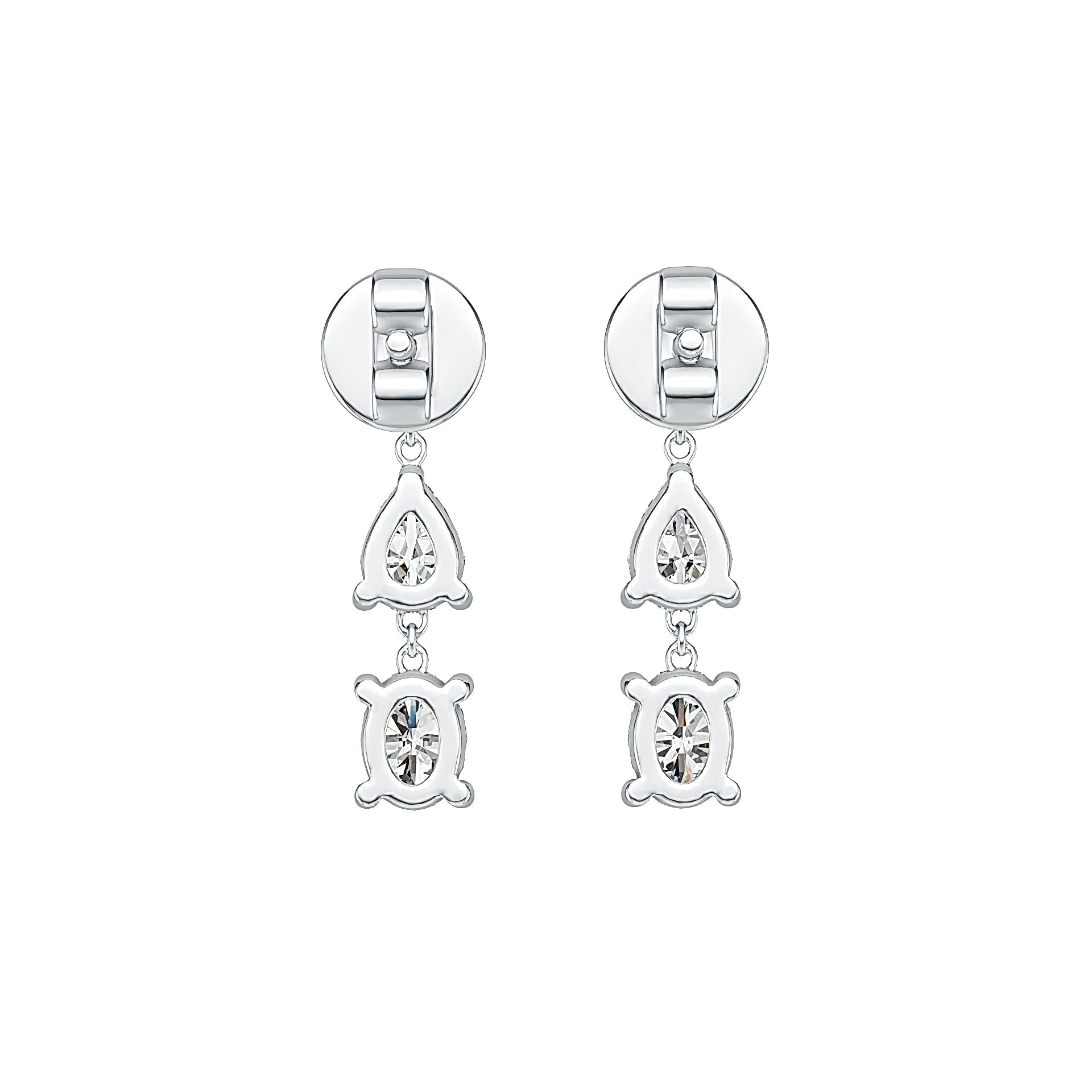 Sterling Silver Semi Mount Earrings Setting Oval OV 4X3mm PE 4X3mm RD 2.5mm - Syzjewelry