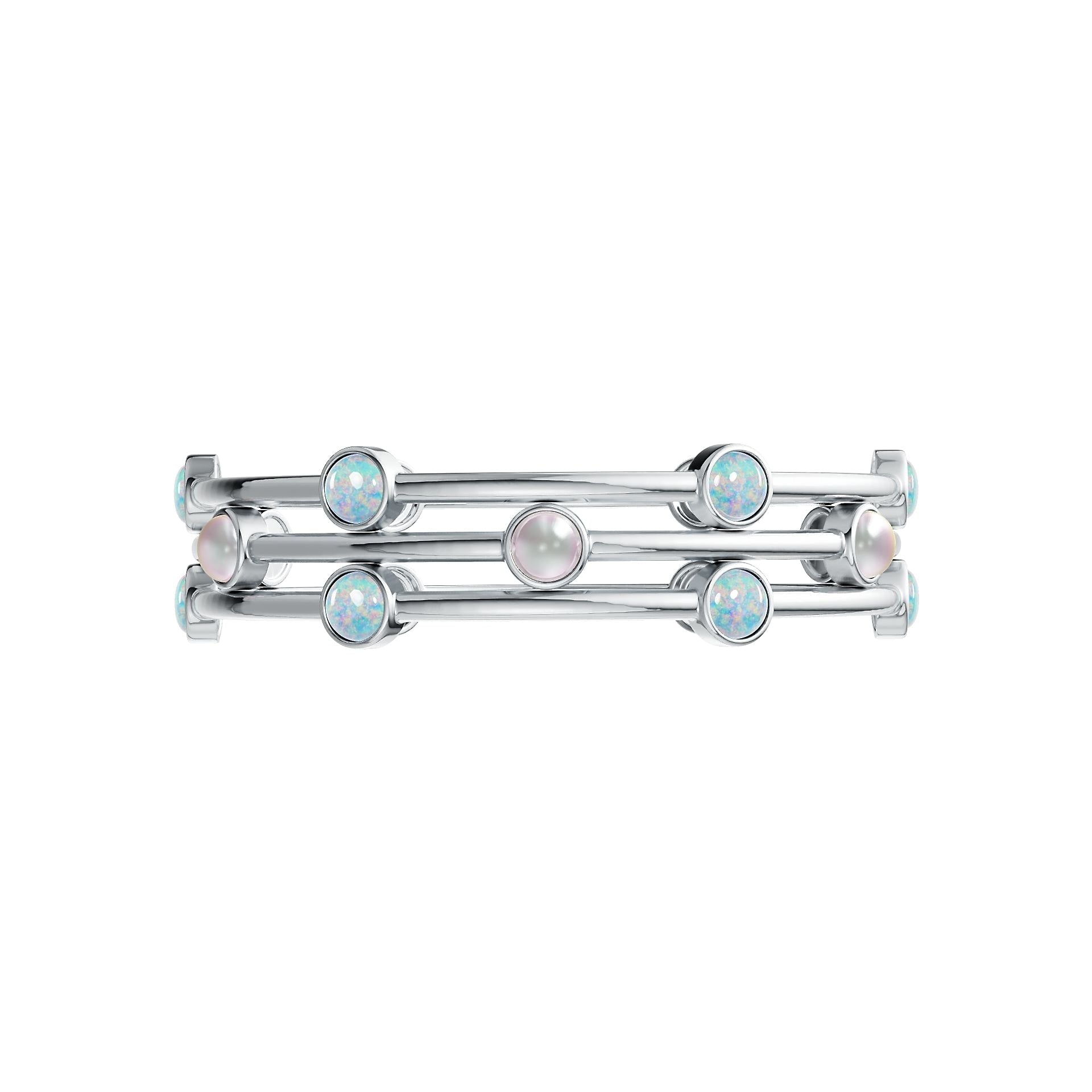 3 Pc Set 10K Gold Semi Mount Bracelet Setting Round RD 6x6mm Cabochon Bangle Bezel Set 7" DHJ