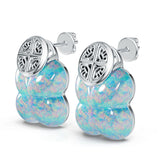 Sterling Silver Opal Earrings 13x12mm