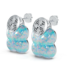 Sterling Silver Opal Earrings 13x12mm