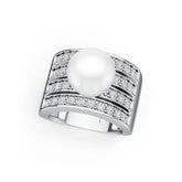 Sterling Silver Moissanite Ring Wide Band Round RD 10x10mm