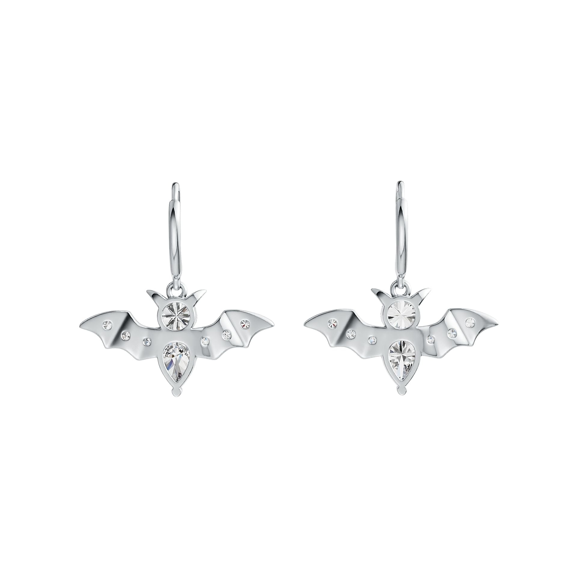 Sterling Silver Semi Mount Earrings Setting Pear PE 7X5mm RD 5X5mm Bat Theme DHJ