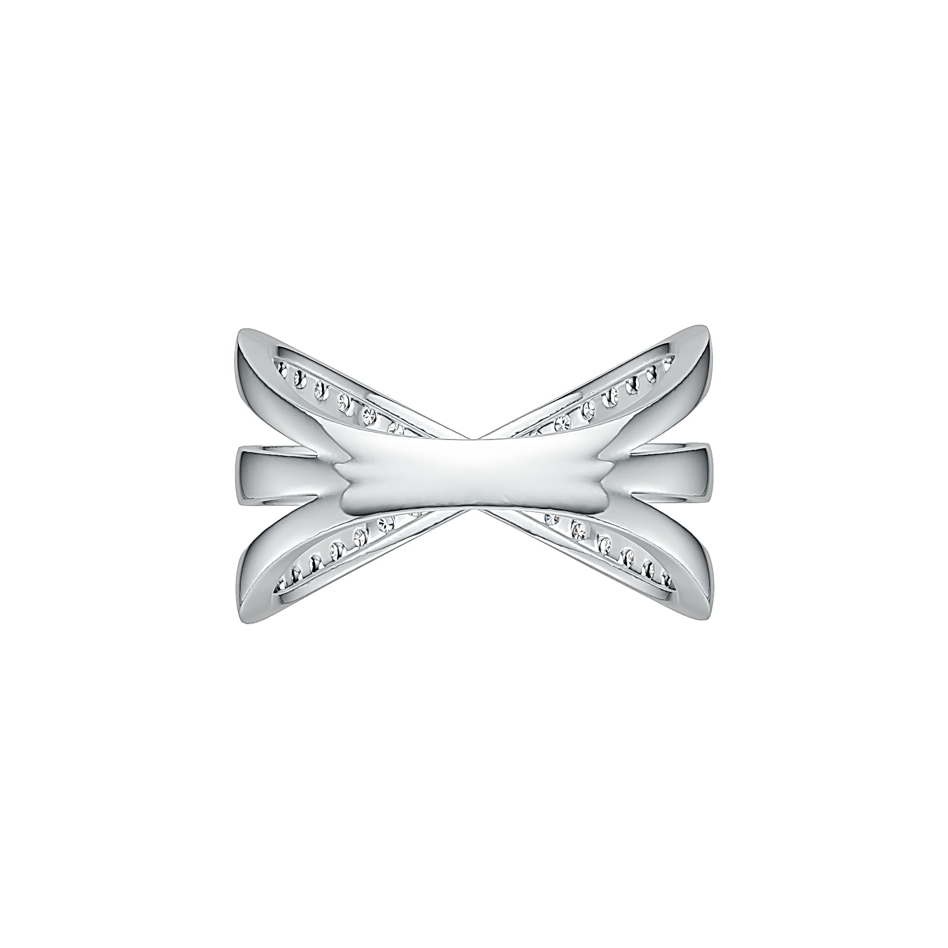 Sterling Silver Crossover Ring with White Topaz or Moissanite - Syzjewelry
