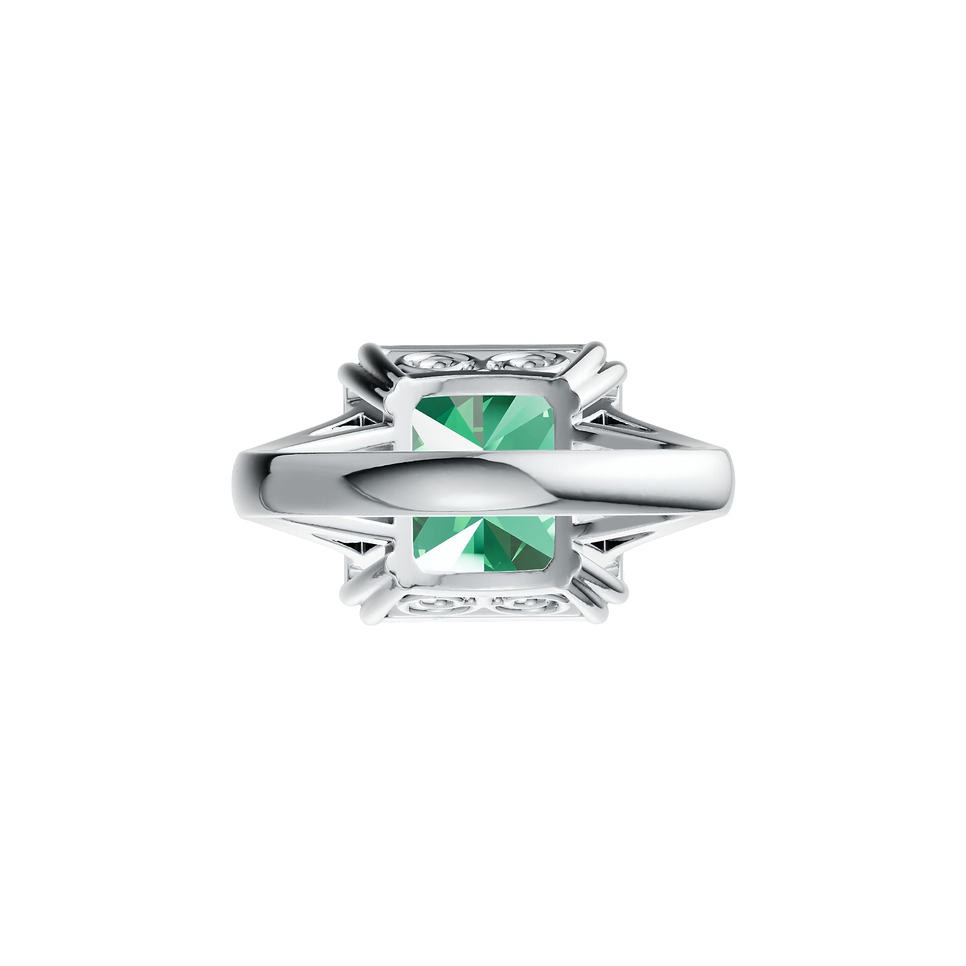 Sterling Silver Semi Mount Ring Setting Emerald OCT 14X14mm DHJ