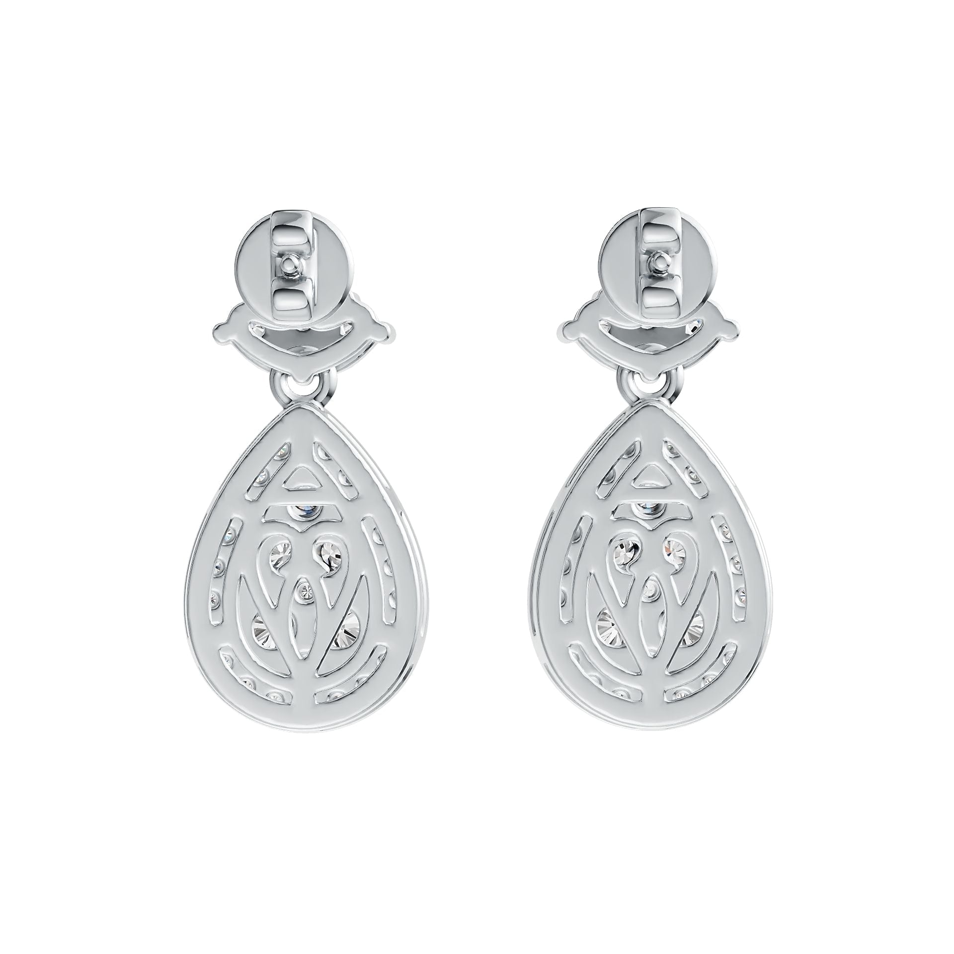 Sterling Silver Earrings Cluster Pear-Shaped with White Topaz or Moissanite DHJ