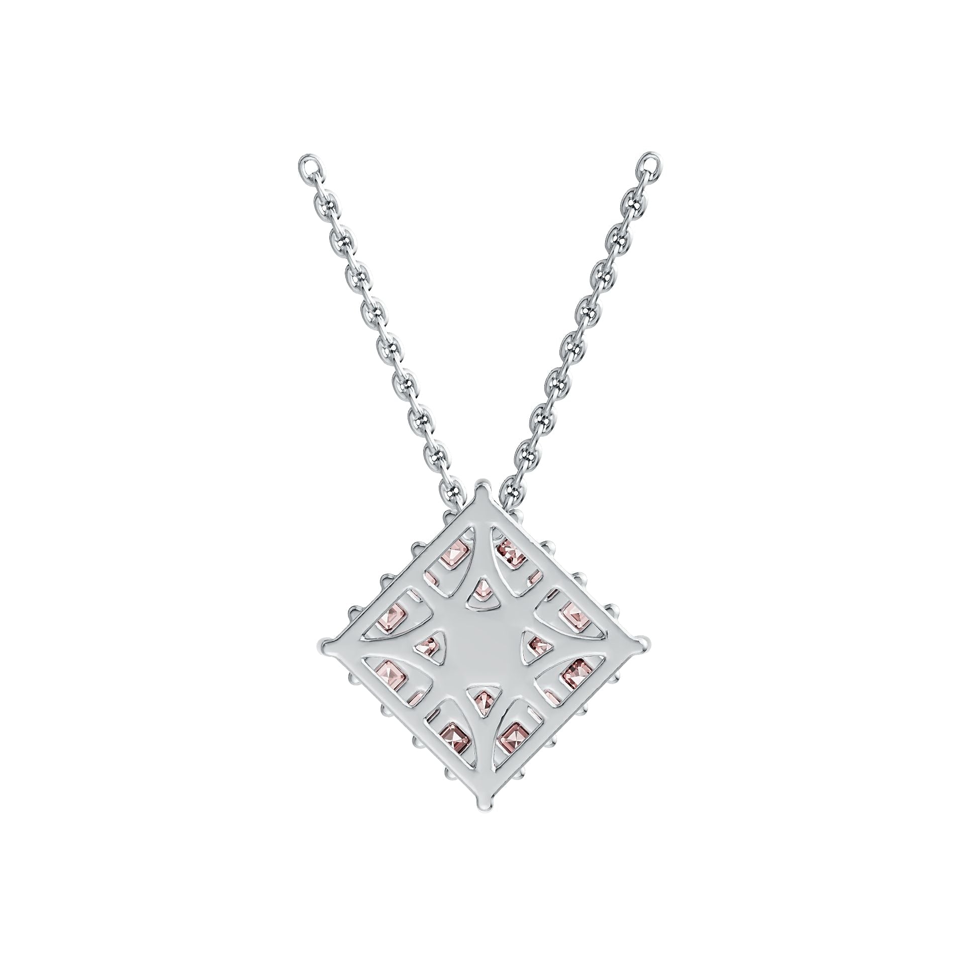 10K Gold Diamond-Shaped Cluster Pendant with White Topaz or Moissanite Syzjewelry