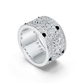 Men's Sterling Silver Moissanite Ring Roudn RD 2x2mm Victorian Baroque