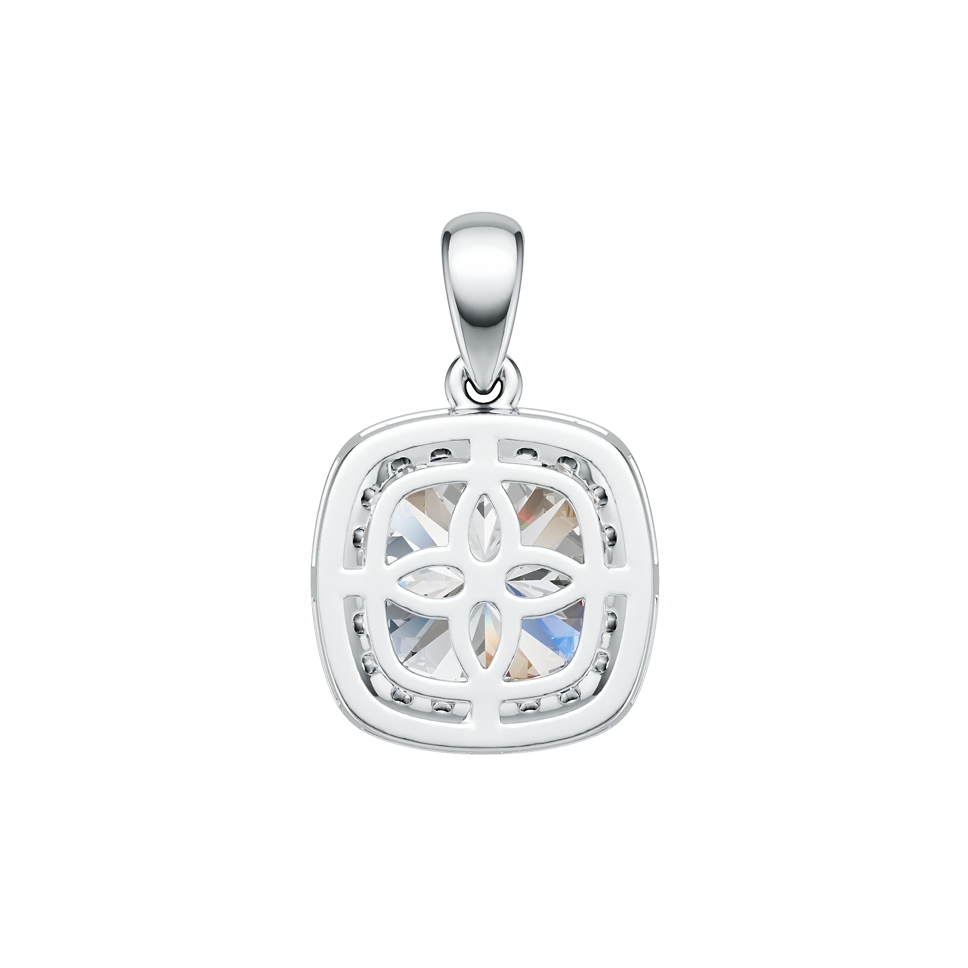 Sterling Silver Semi Mount Pendant Setting Cushion CU 11X11m Halo Syzjewelry