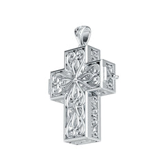 Sterling Silver Pendant Filigree Cross Locket
